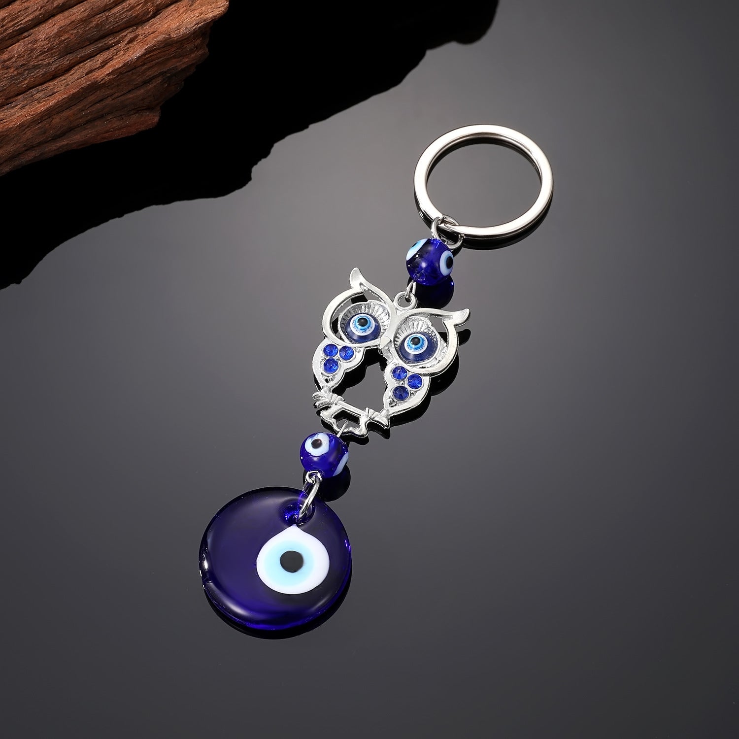 Wholesale 5Pcs Devil Eye Alloy Diamond Owl Dolphin Keychains